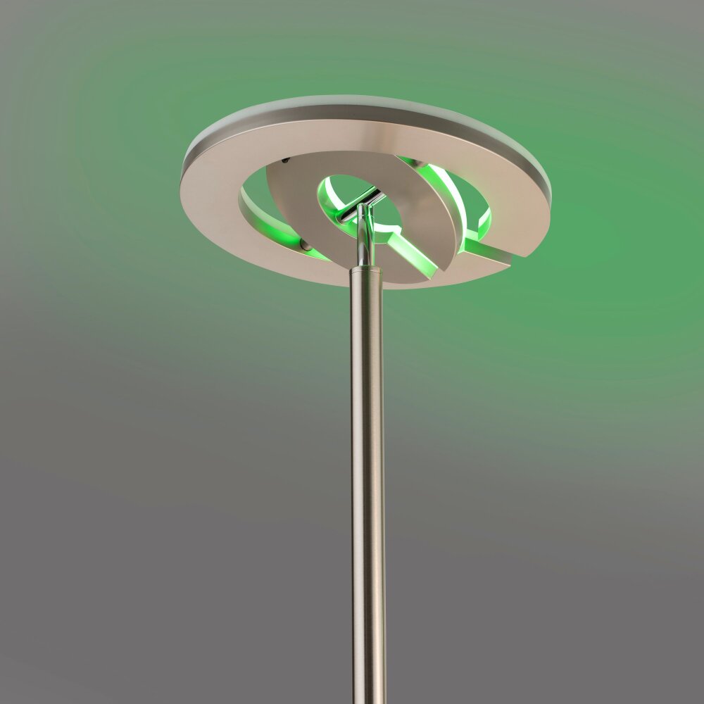 Leuchten-Direkt LOLASMART-ROCCO Floor Lamp LED brushed steel, 1-light source, Remote control