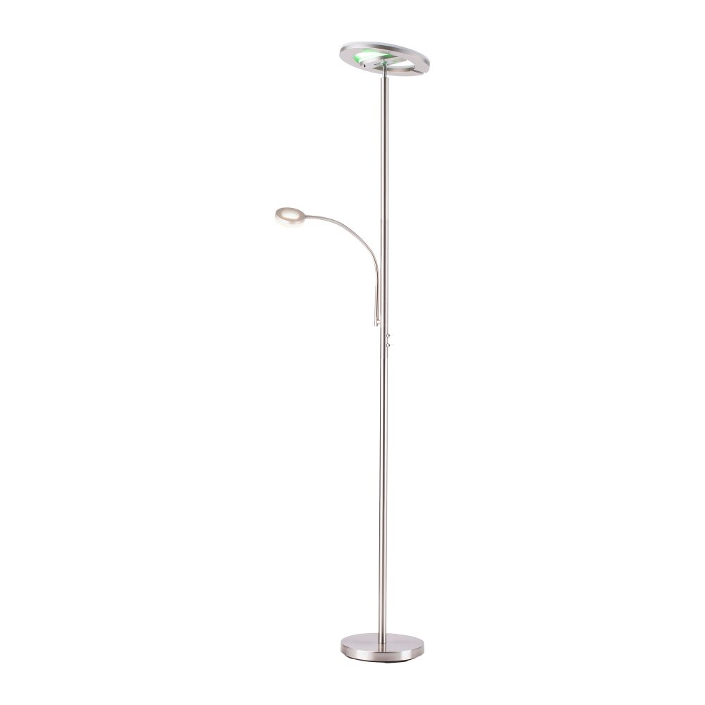 Leuchten-Direkt LOLASMART-ROCCO Floor Lamp LED brushed steel, 1-light source, Remote control