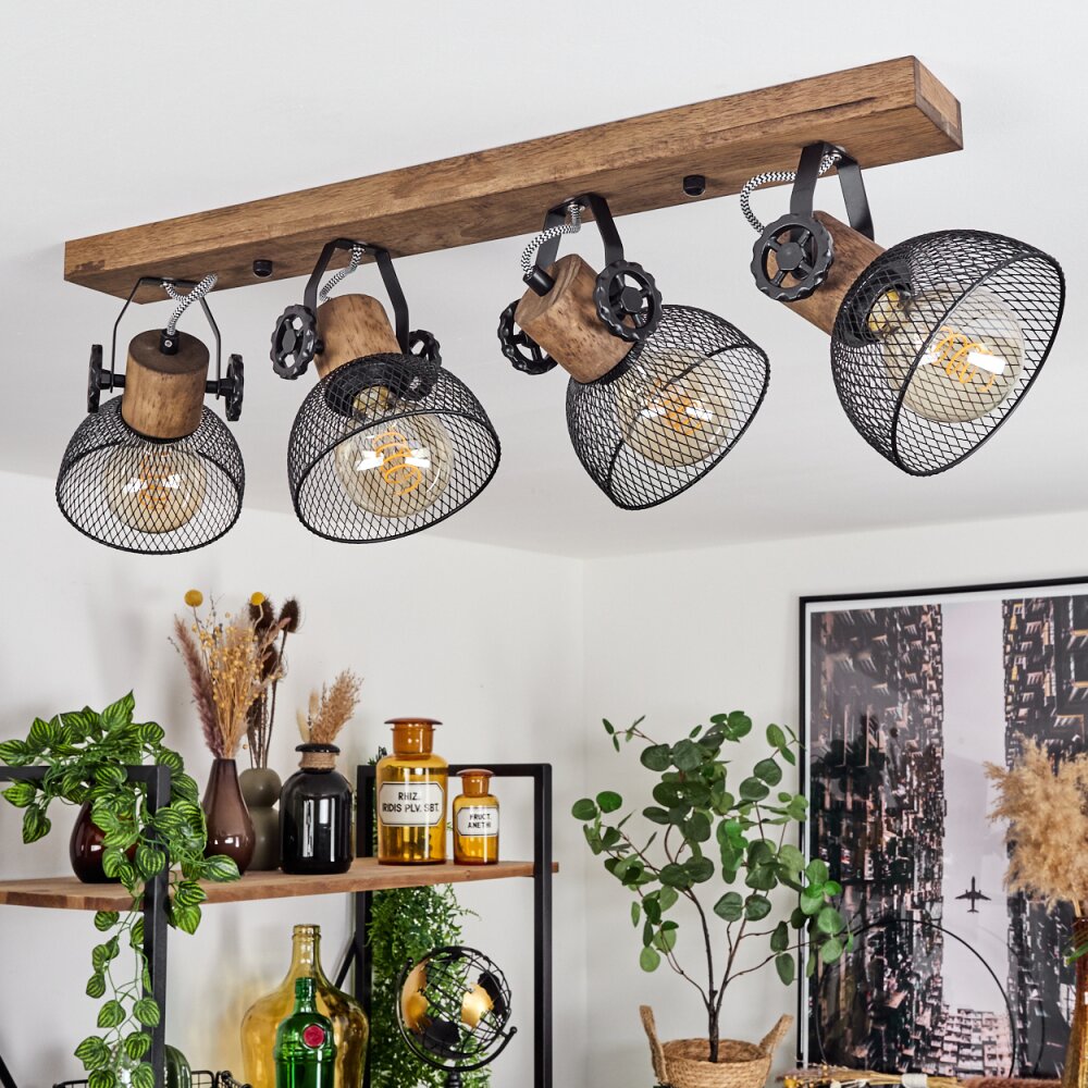 ORNY Ceiling Light Dark wood, black, 4-light sources