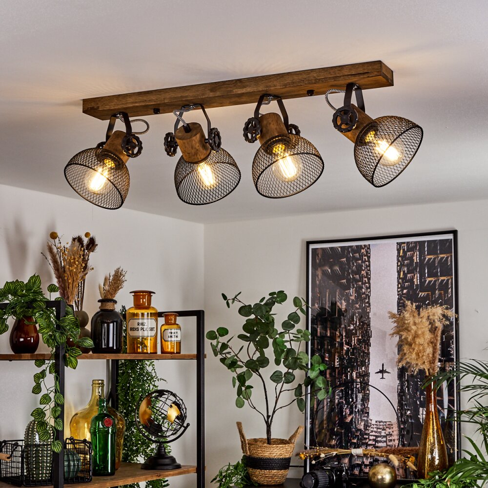 ORNY Ceiling Light Dark wood, black, 4-light sources
