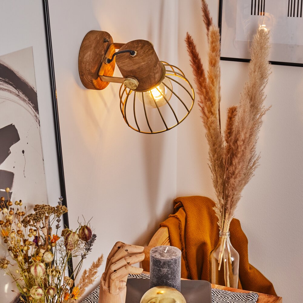 GRUNNFJORD Wall Light brass, Ecru, 1-light source