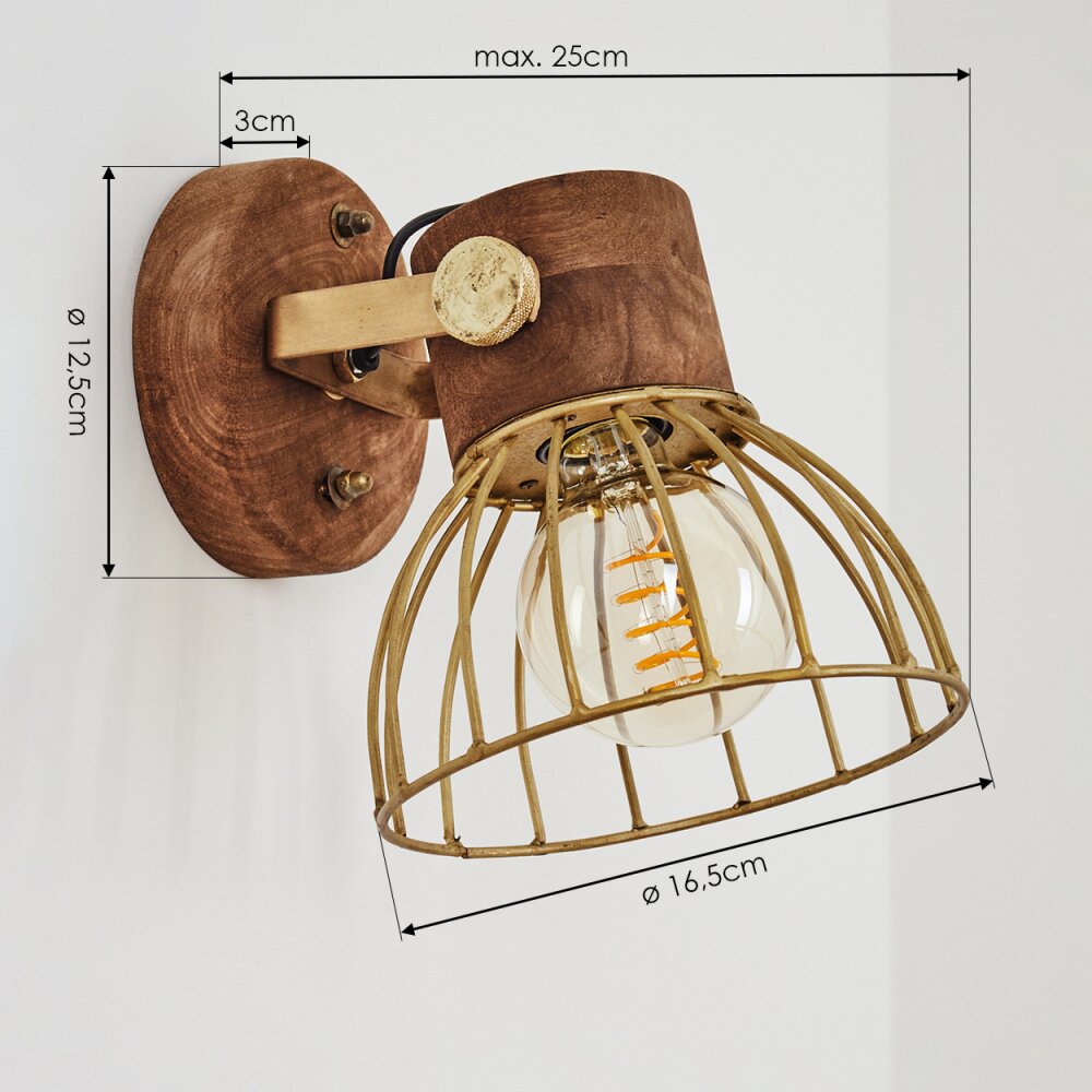 GRUNNFJORD Wall Light brass, Ecru, 1-light source