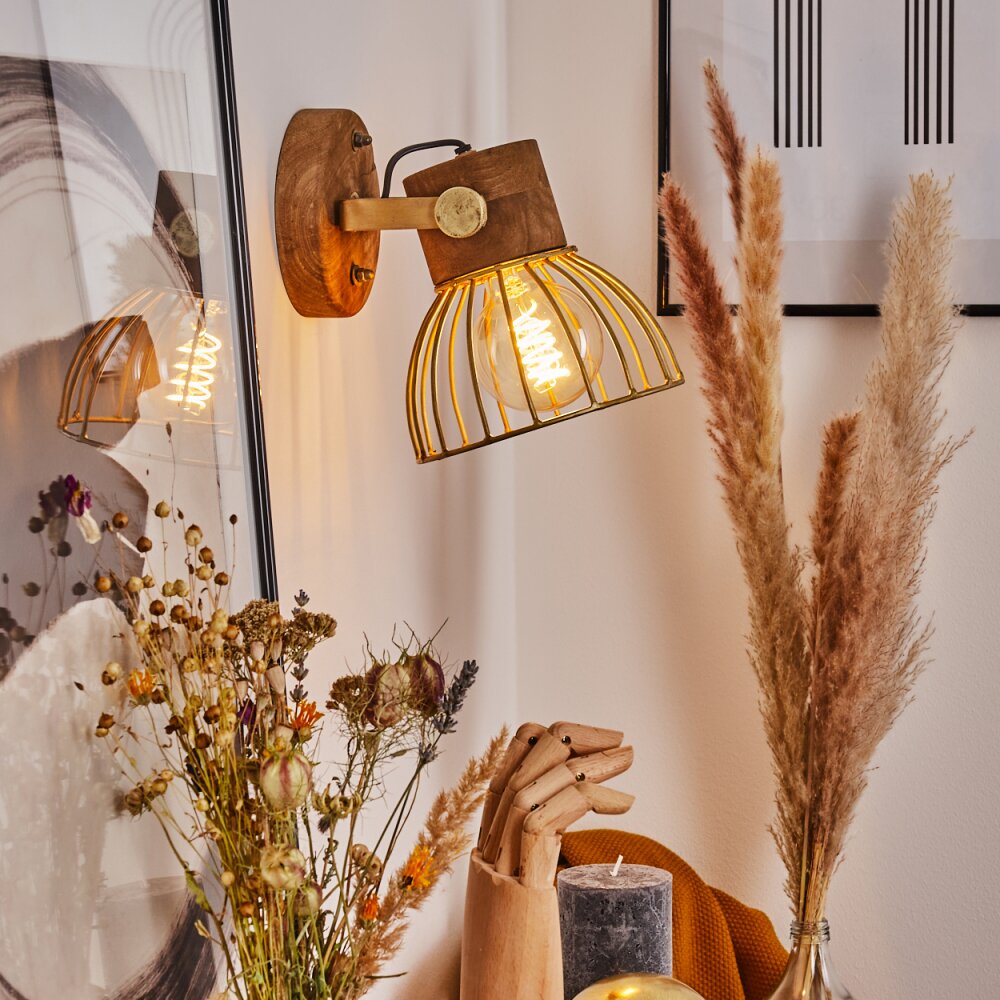 GRUNNFJORD Wall Light brass, Ecru, 1-light source