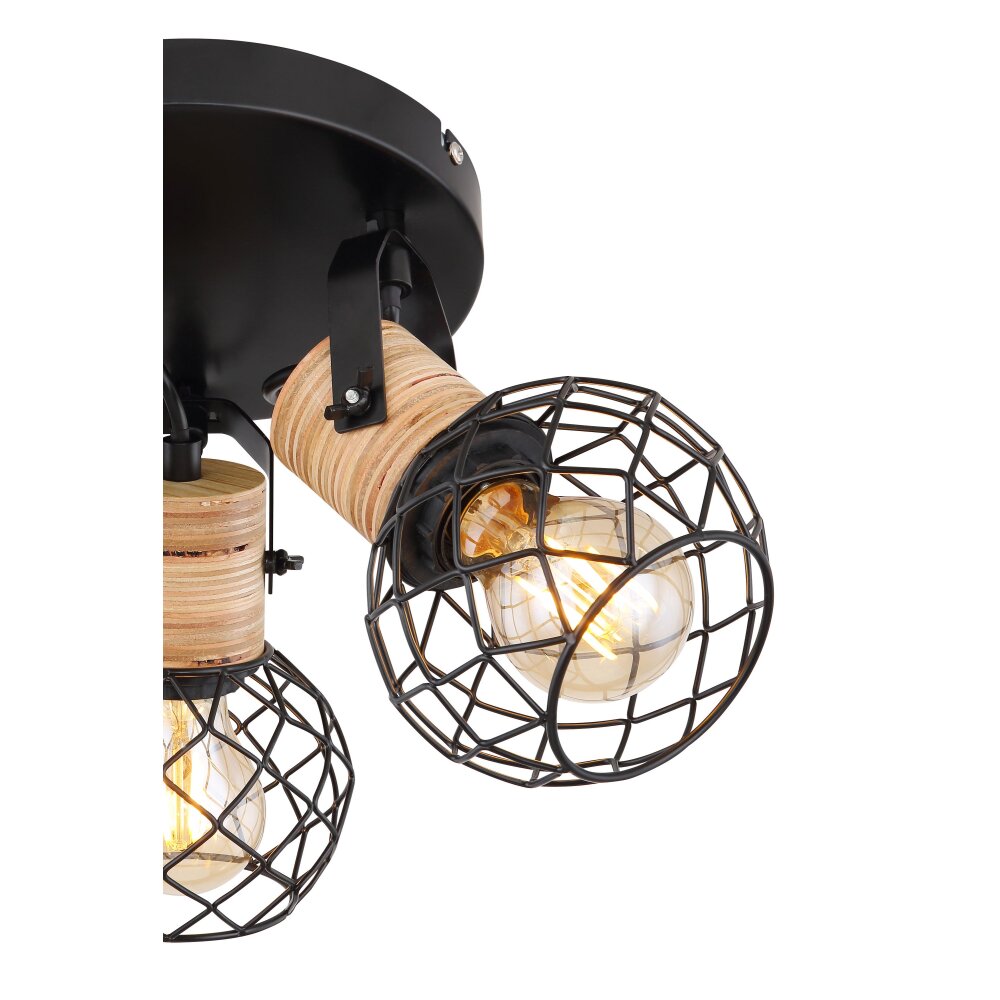Globo LACKY Ceiling Light Light wood, black, 3-light sources