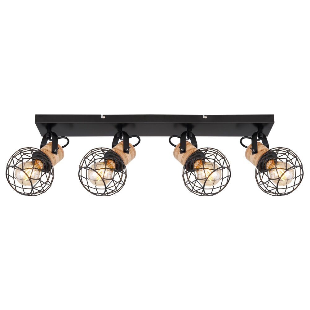 Globo LACKY Ceiling Light Light wood, black, 4-light sources