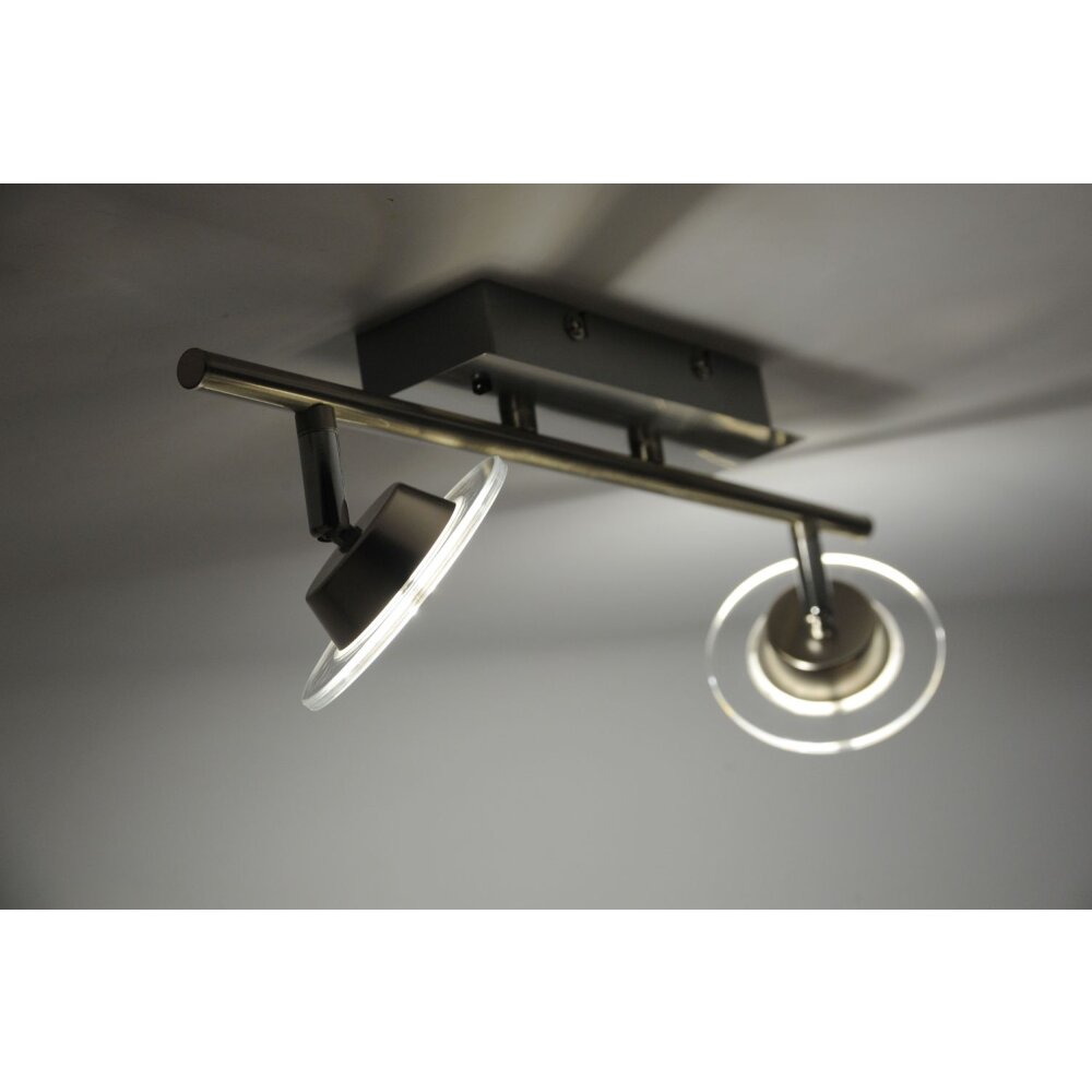 Leuchten Direkt LOLA-MIKE Ceiling Light LED stainless steel, 2-light sources, Remote control, Colour changer