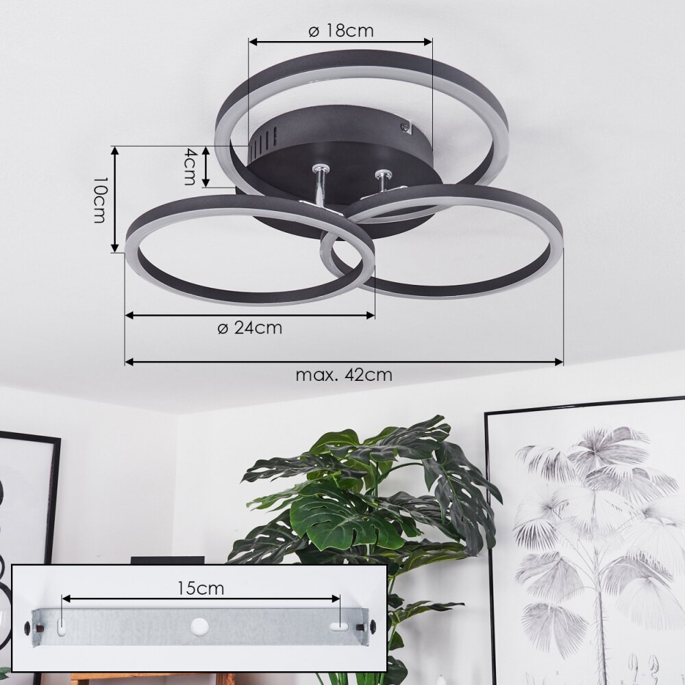 XENA Ceiling Light LED black, 1-light source, Remote control
