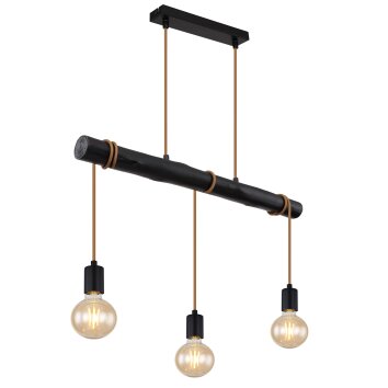 Globo GREGOR Pendant Light Dark wood, black, 3-light sources