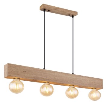 Globo ERNA Pendant Light Light wood, black, 4-light sources