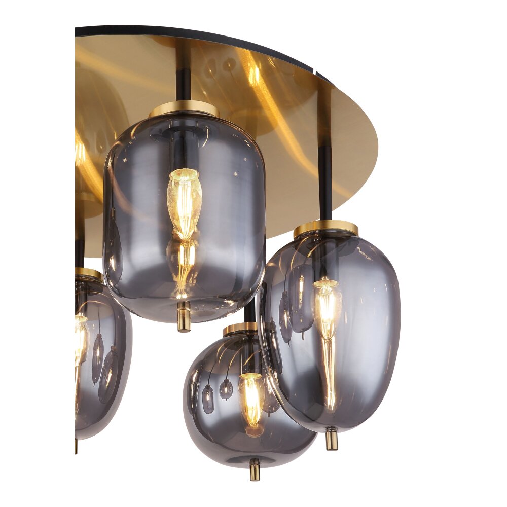 Globo BLACKY Ceiling Light brass, black, 6-light sources