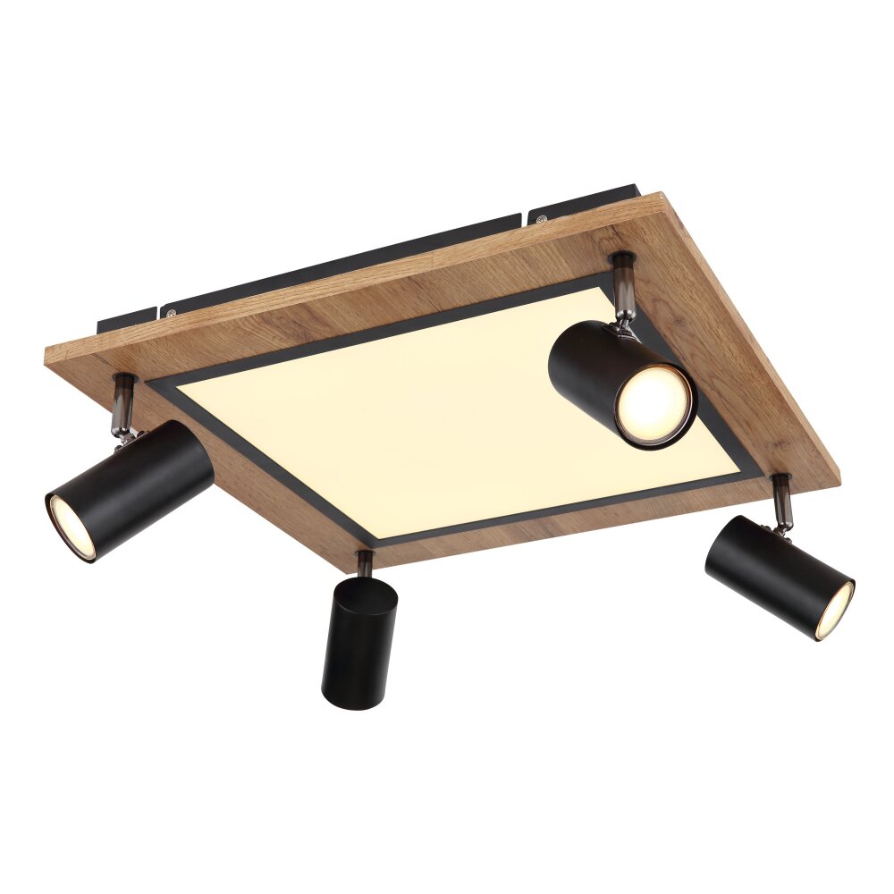 Globo ULLA Ceiling Light Wood like finish, black, 5-light sources