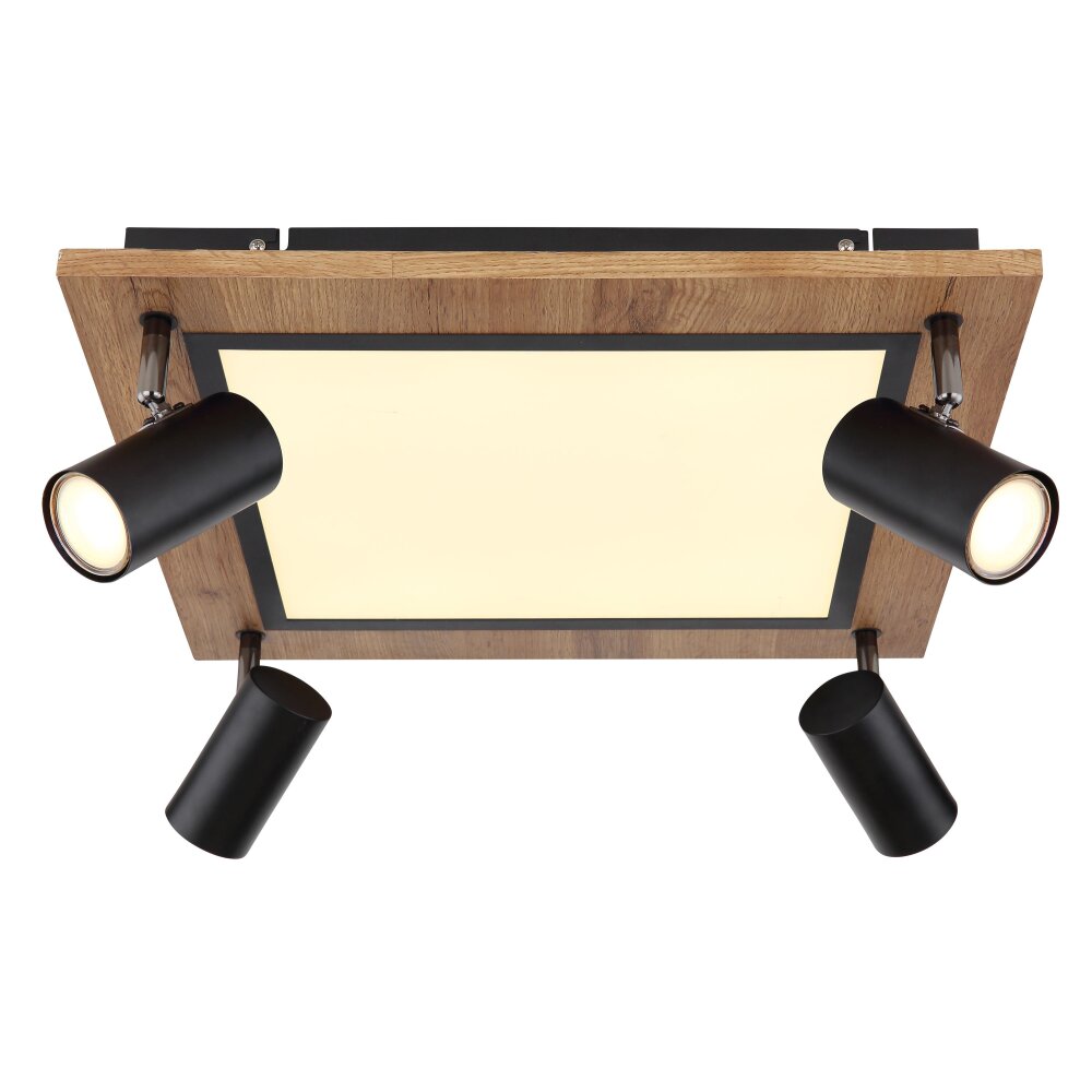 Globo ULLA Ceiling Light Wood like finish, black, 5-light sources