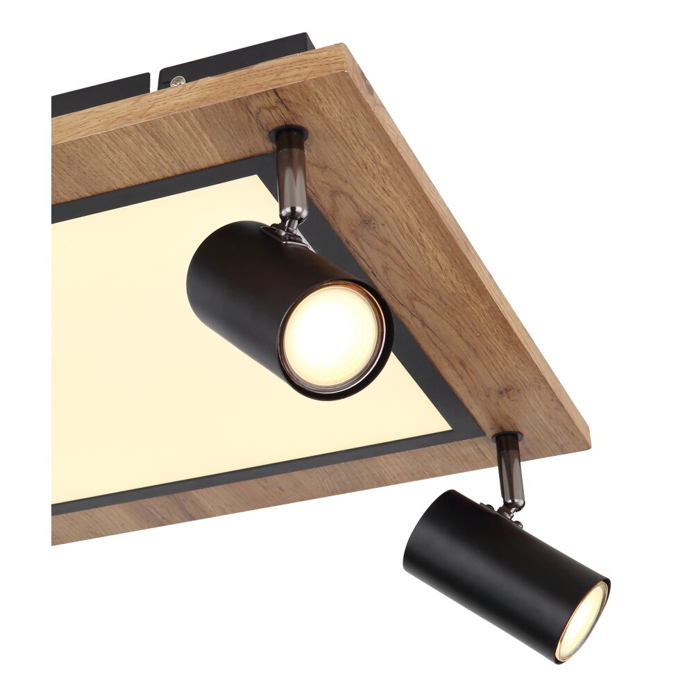 Globo ULLA Ceiling Light Wood like finish, black, 5-light sources