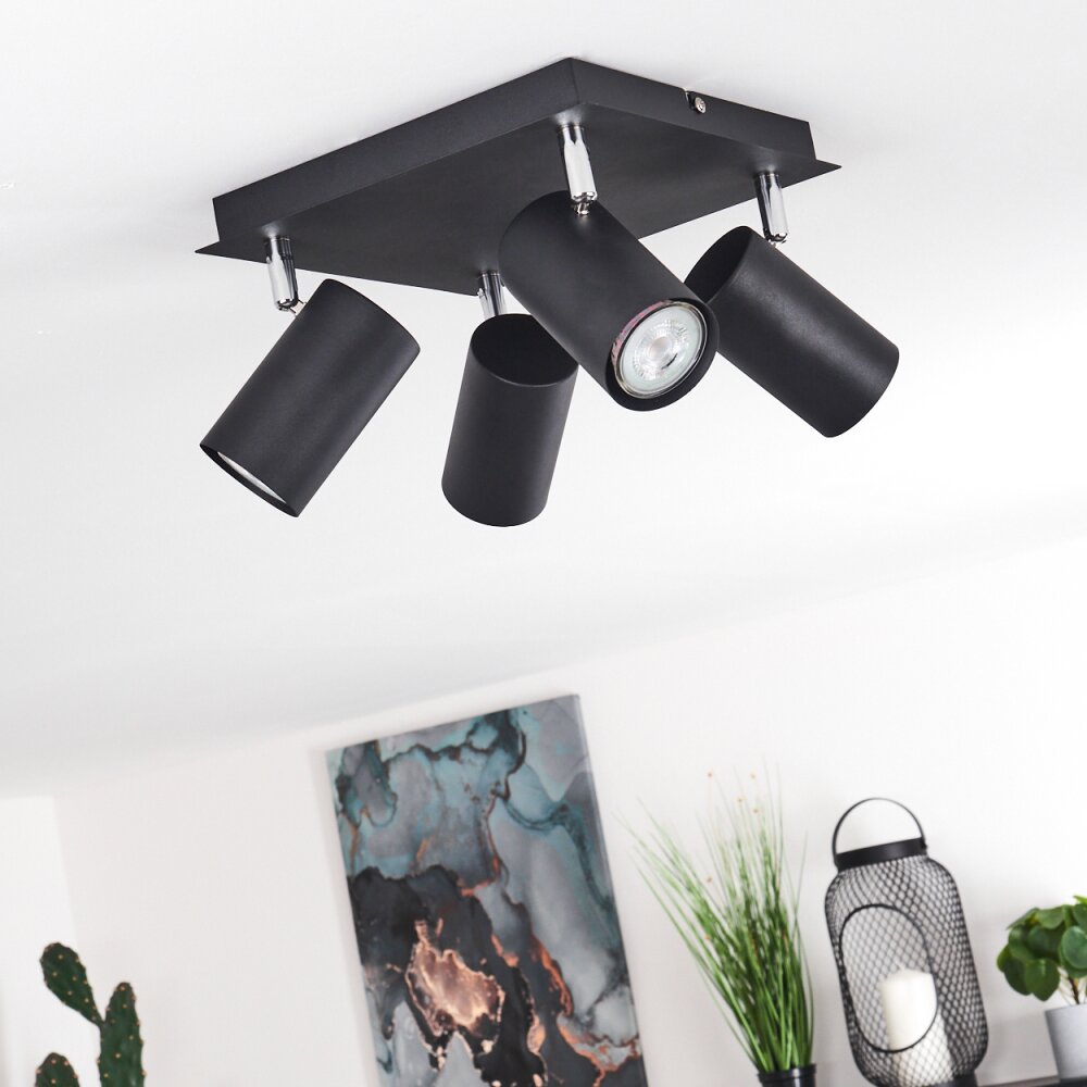 ZUOZ Ceiling Light chrome, black, 4-light sources