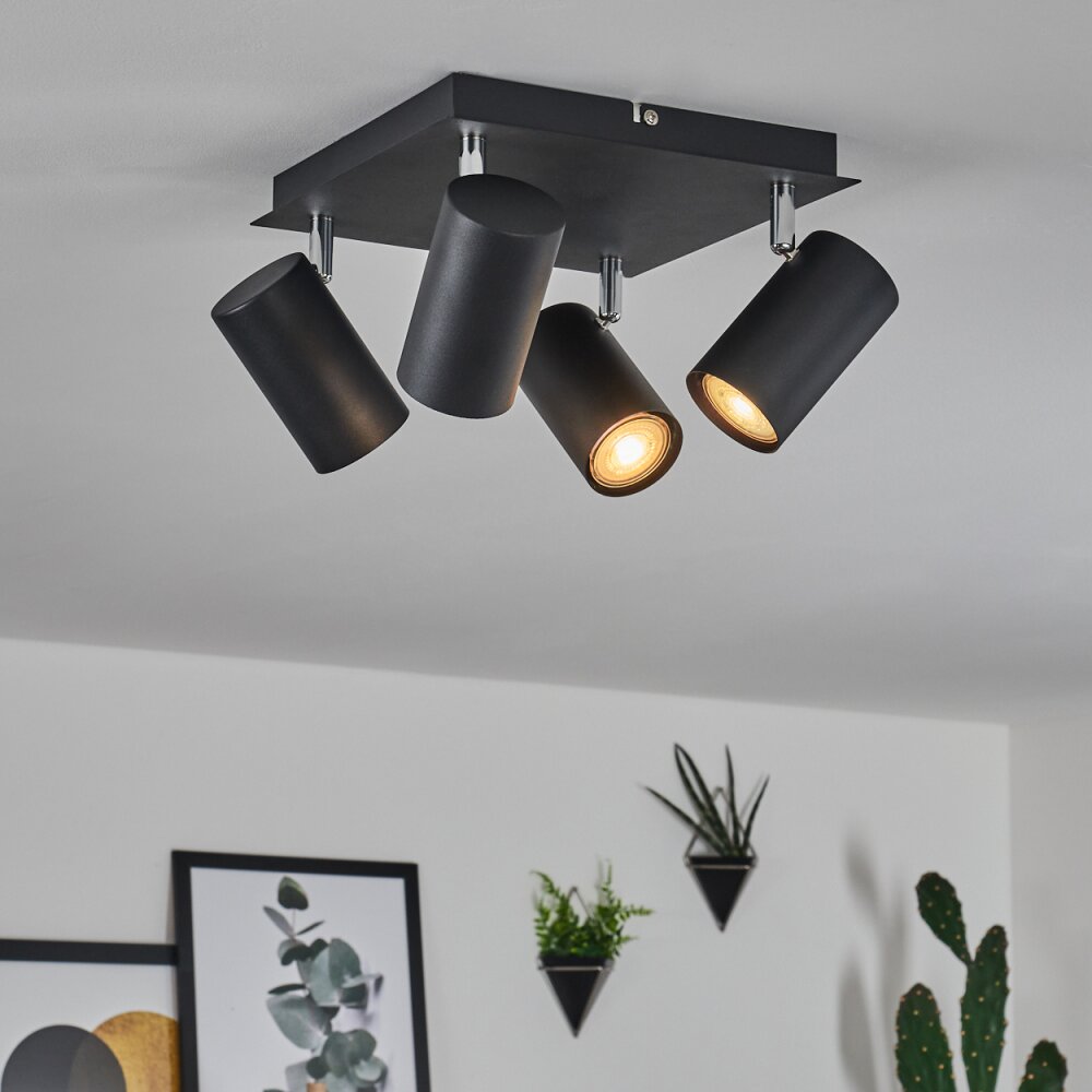 ZUOZ Ceiling Light chrome, black, 4-light sources