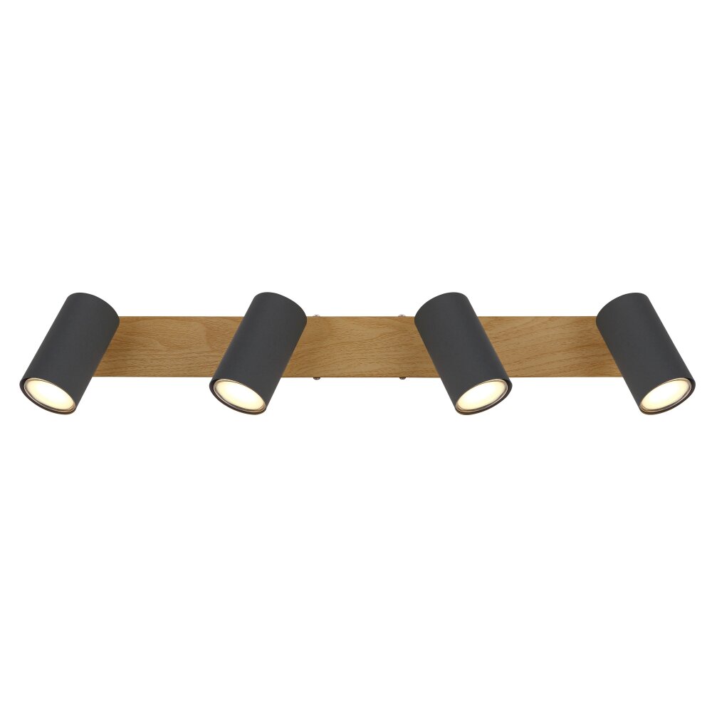 Globo ROBBY Ceiling Light Wood like finish, black, 4-light sources