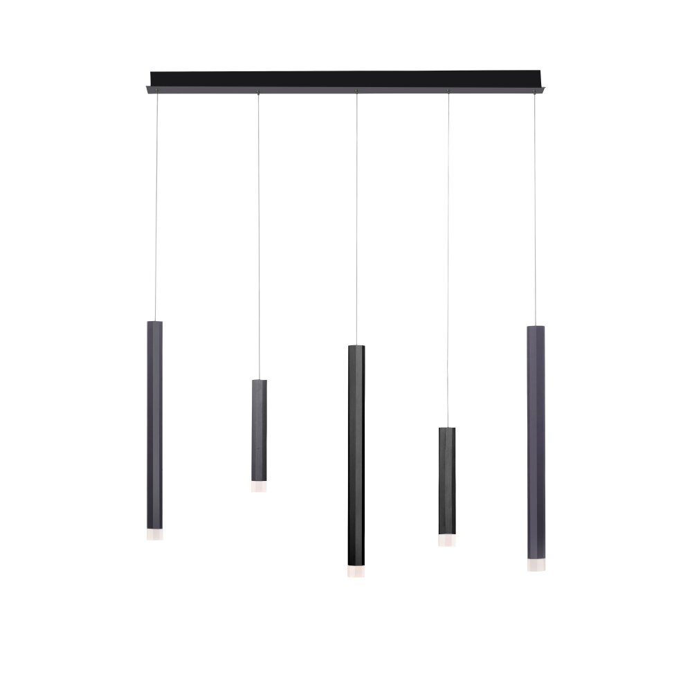 Paul Neuhaus PURE-GEMIN Pendant Light LED aluminium, black, 5-light sources