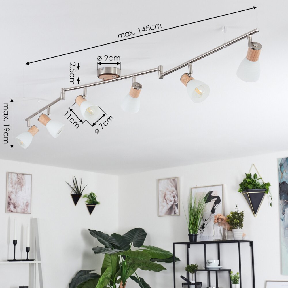 ICALMA Ceiling Light Light wood, matt nickel, 6-light sources