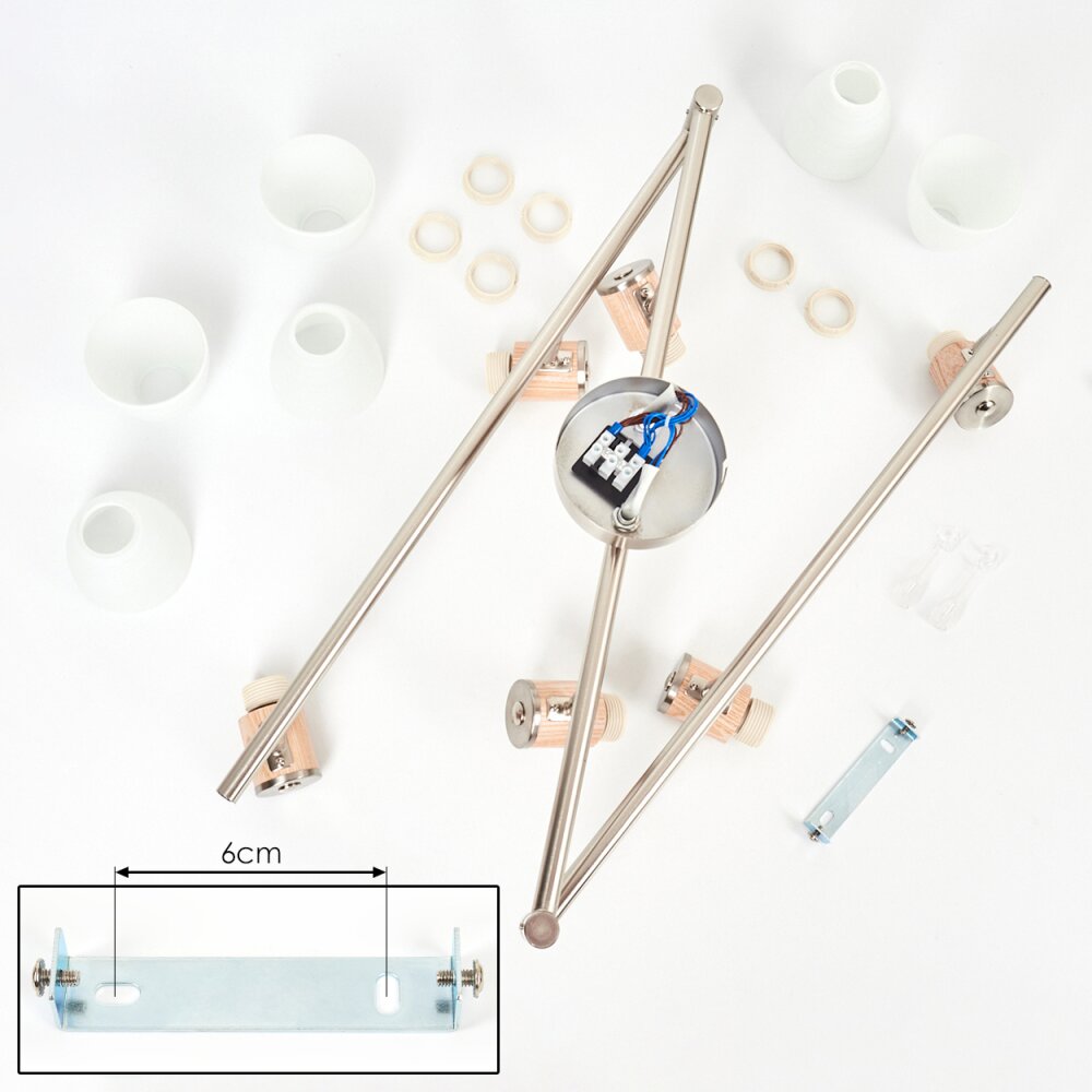 ICALMA Ceiling Light Light wood, matt nickel, 6-light sources