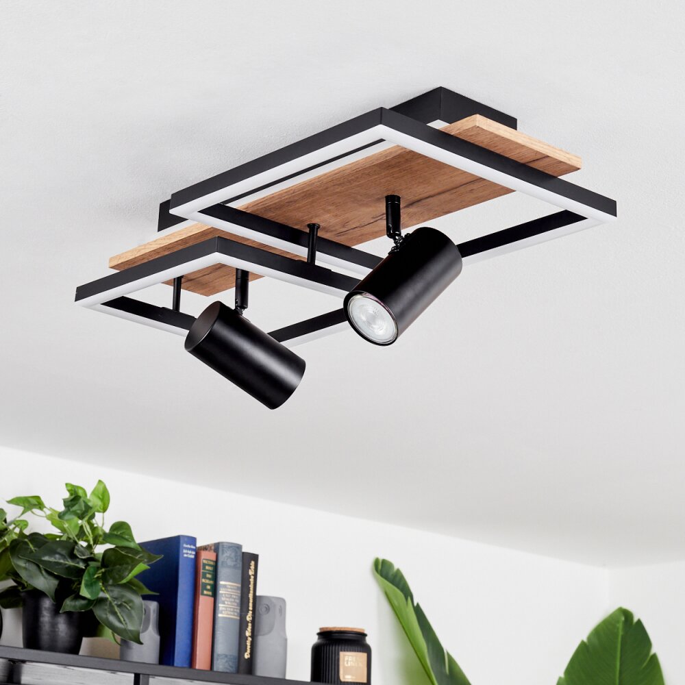 Sequeira Ceiling Light LED Light wood, Wood like finish, black, 3-light sources