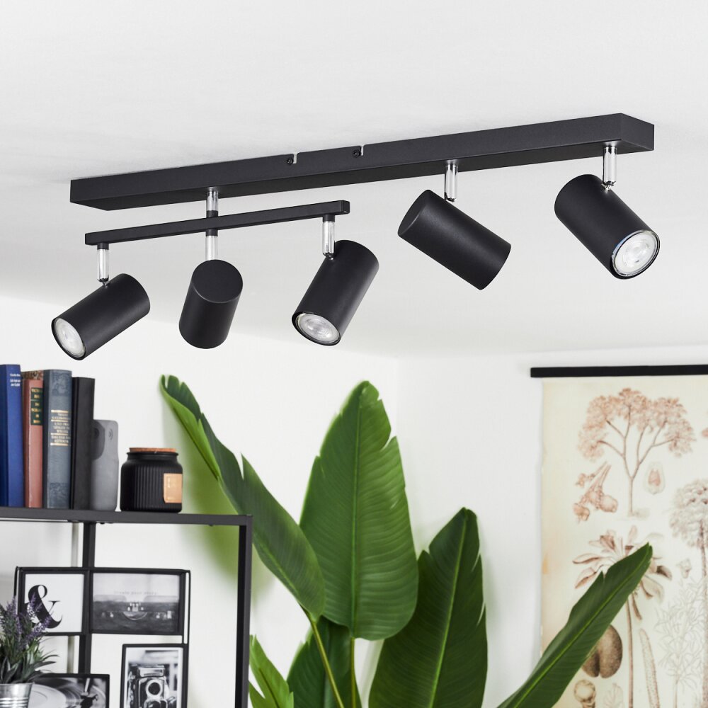 Javel Ceiling Light chrome, black, 5-light sources