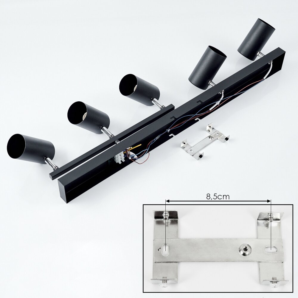 Javel Ceiling Light chrome, black, 5-light sources