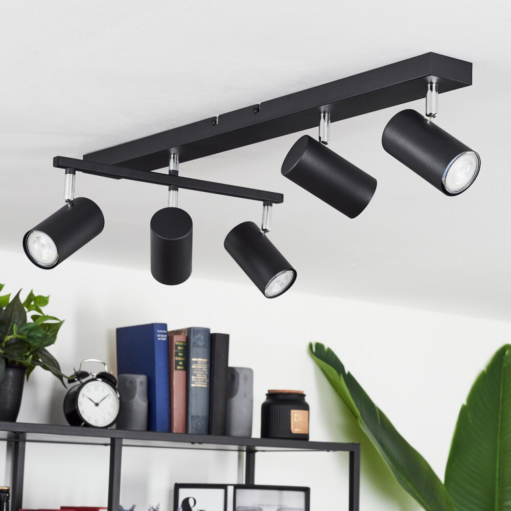 Javel Ceiling Light chrome, black, 5-light sources