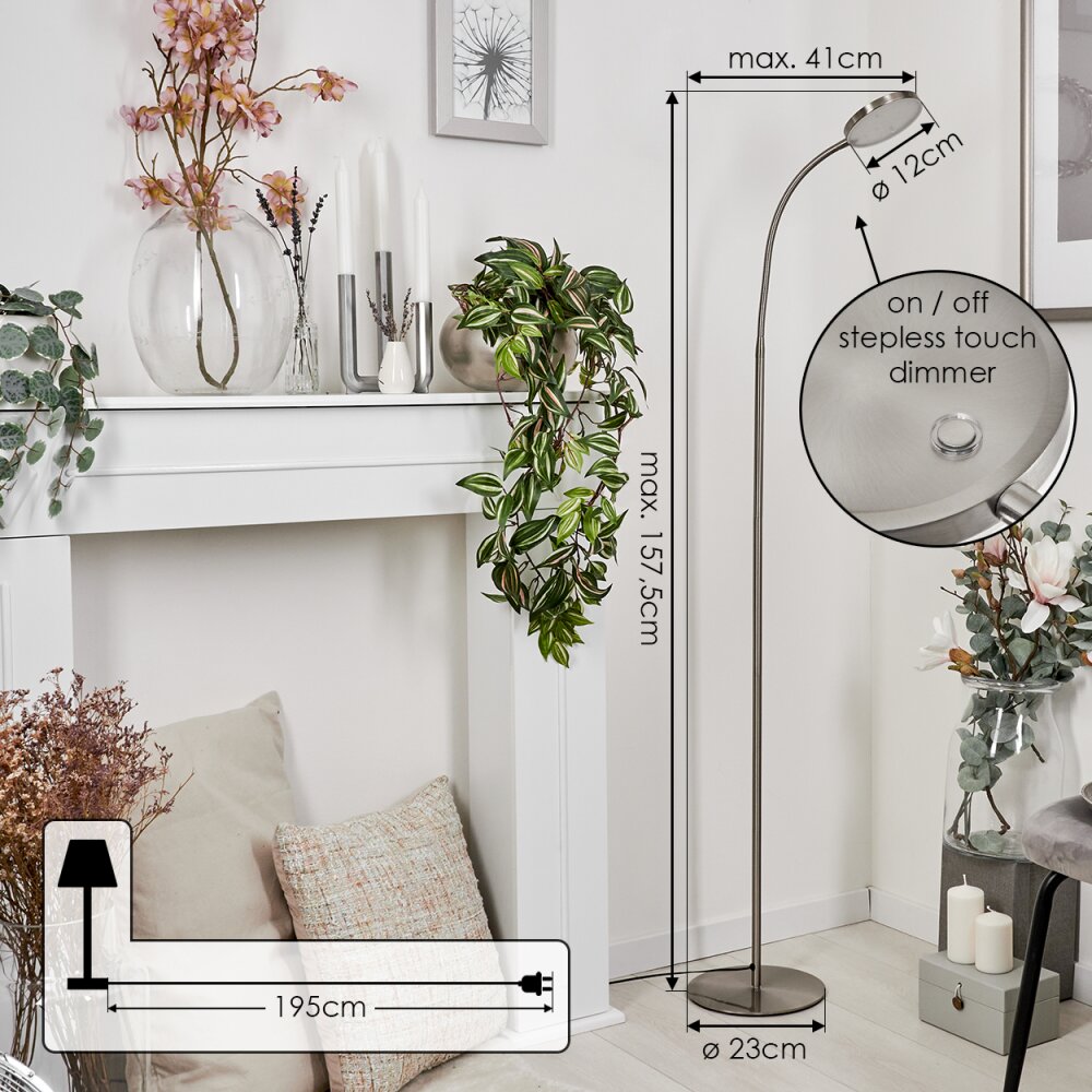 Haltia Floor Lamp LED matt nickel, 1-light source