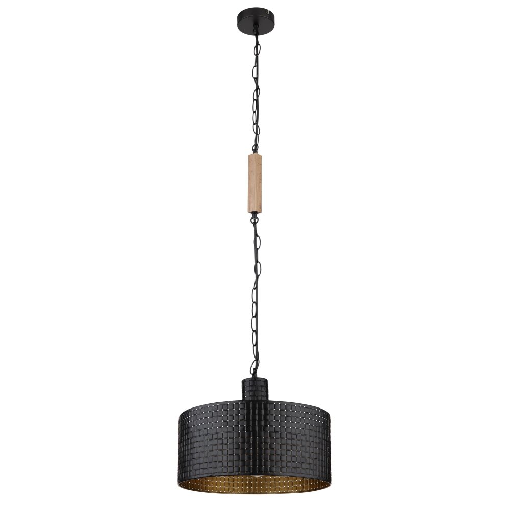 Globo RIELLY Pendant Light Wood like finish, black, 1-light source