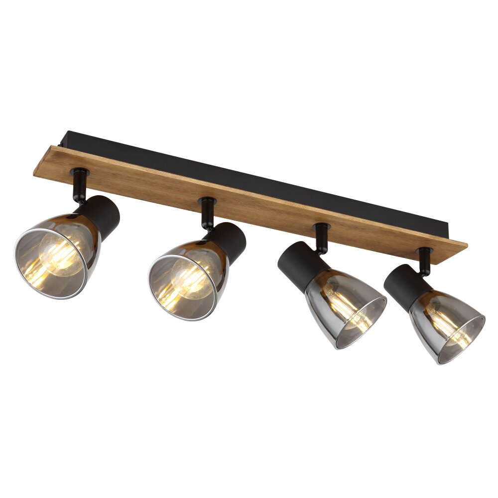 Globo CLAUDE Ceiling Light Dark wood, black, 4-light sources