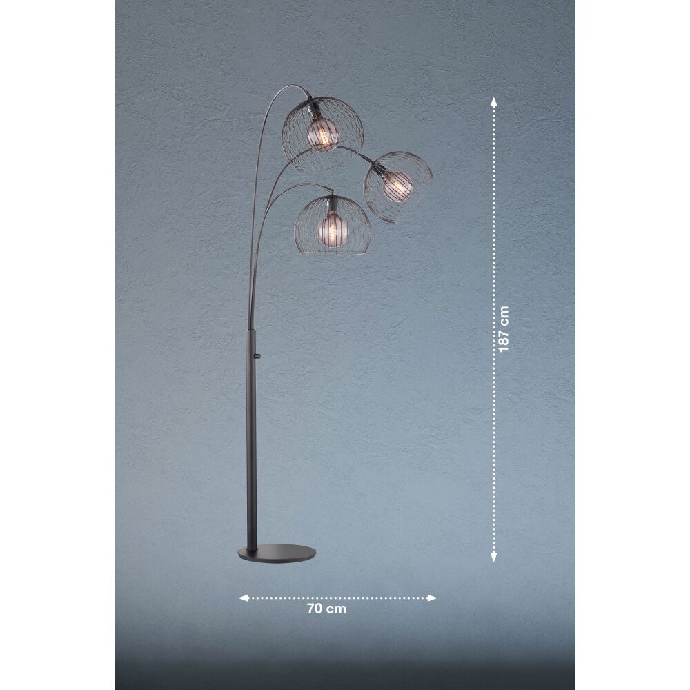 Fischer & Honsel Wire Floor Lamp black, 3-light sources