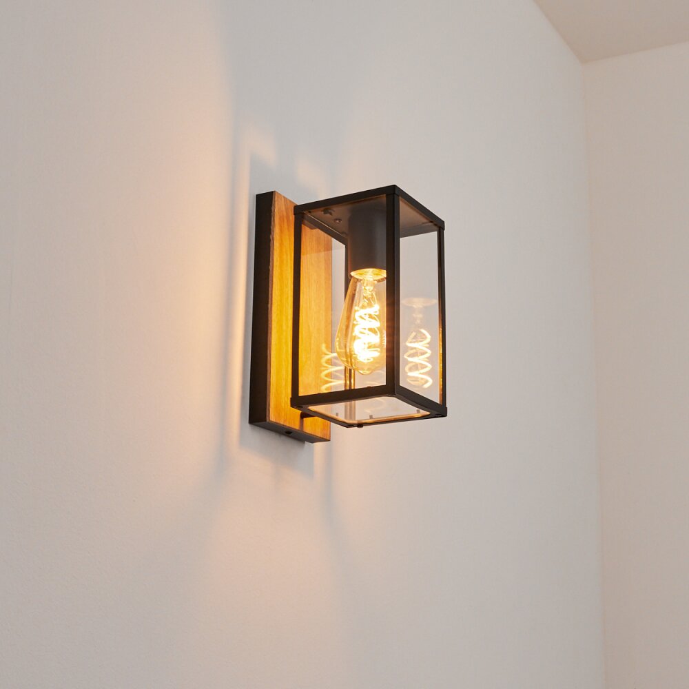 Fortunies Outdoor Wall Light brown, Wood like finish, black, 1-light source