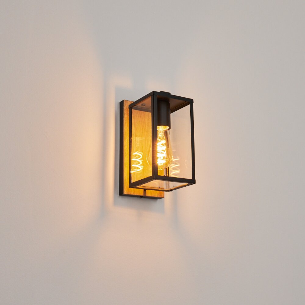 Fortunies Outdoor Wall Light brown, Wood like finish, black, 1-light source