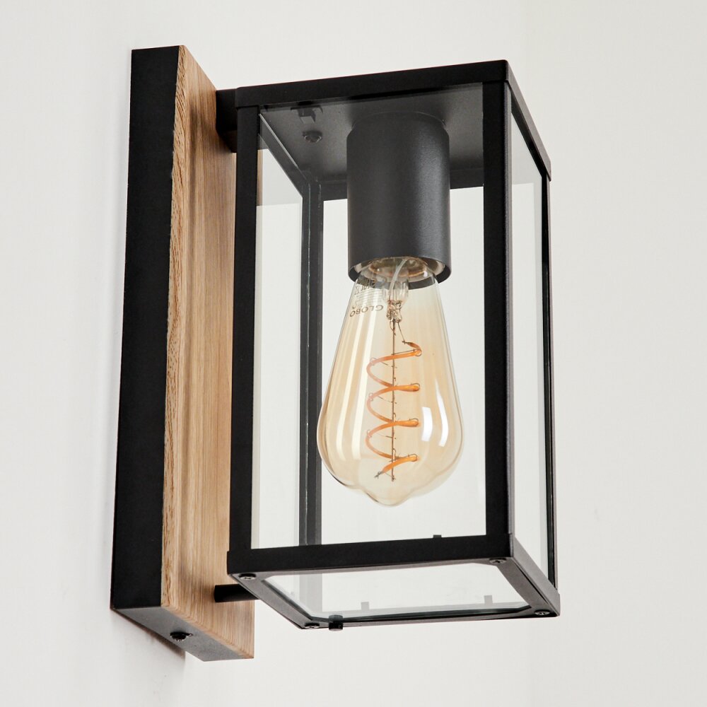 Fortunies Outdoor Wall Light brown, Wood like finish, black, 1-light source