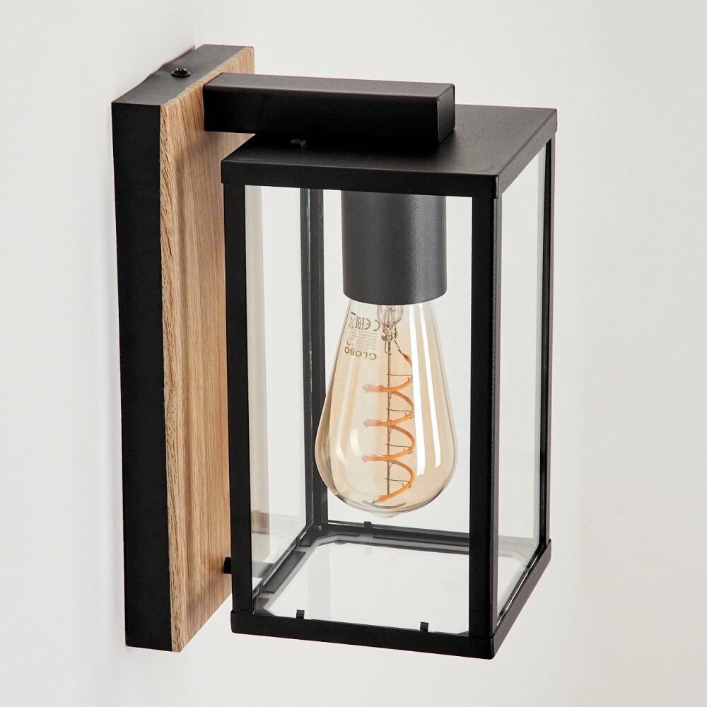 Fortunies Outdoor Wall Light brown, Wood like finish, black, 1-light source