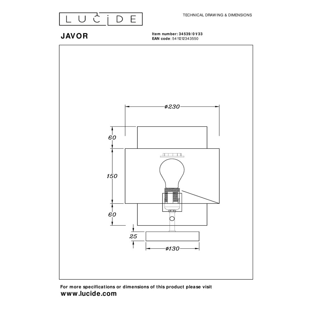 Lucide JAVOR Table lamp Ecru, 1-light source