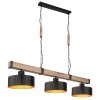 Globo RIELLY Pendant Light Wood like finish, black, 3-light sources