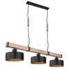 Globo RIELLY Pendant Light Wood like finish, black, 3-light sources