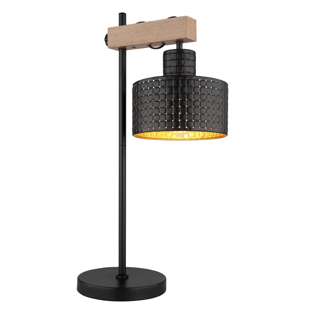 Globo RIELLY Table lamp Wood like finish, black, 1-light source