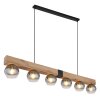 Globo MOITAS Pendant Light Wood like finish, black, 6-light sources