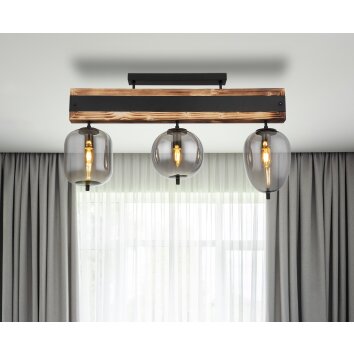 Globo LOREY Ceiling Light Dark wood, black, 3-light sources