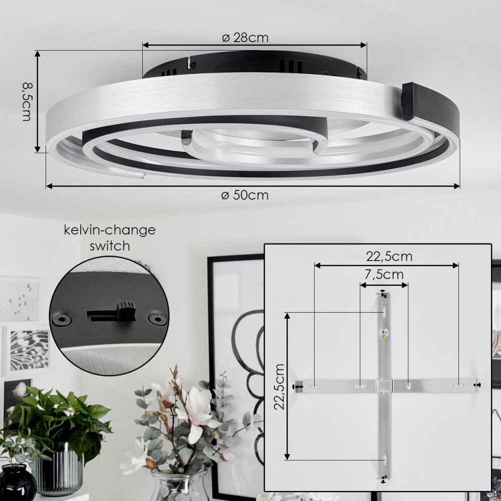 Golega Ceiling Light LED aluminium, black, 1-light source