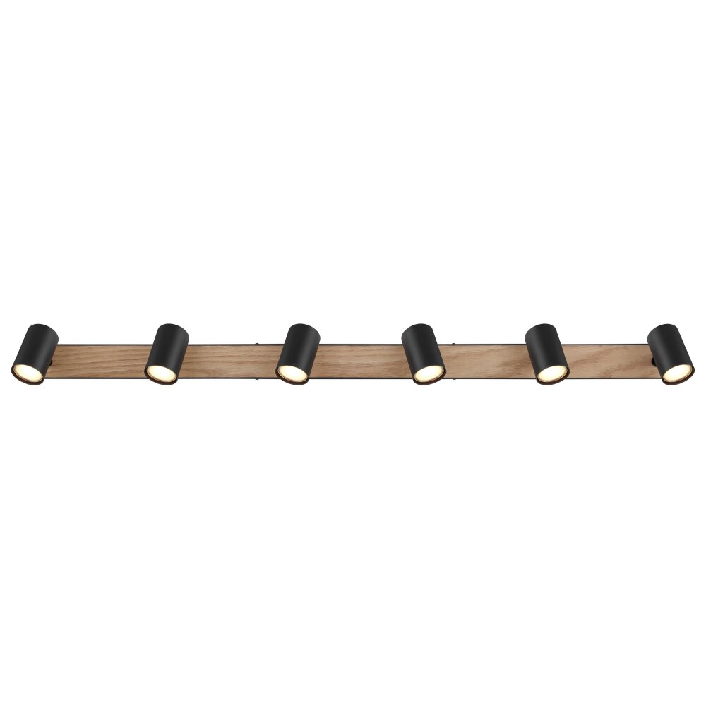 Globo ROBBY Ceiling Light Wood like finish, black, 6-light sources