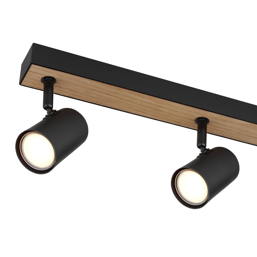 Globo ROBBY Ceiling Light Wood like finish, black, 6-light sources