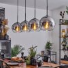 Koyoto  Pendant Light glass 25 cm chrome, clear, Smoke-coloured, 4-light sources