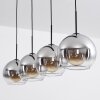 Koyoto  Pendant Light glass 25 cm chrome, clear, Smoke-coloured, 4-light sources