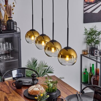 Koyoto  Pendant Light glass 15 cm gold, clear, 4-light sources