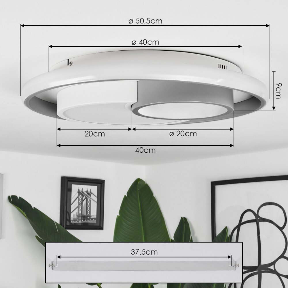 Casqueira Ceiling Light LED grey, white, 1-light source