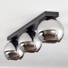 Koyoto  Pendant Light glass 15 cm chrome, Smoke-coloured, 3-light sources