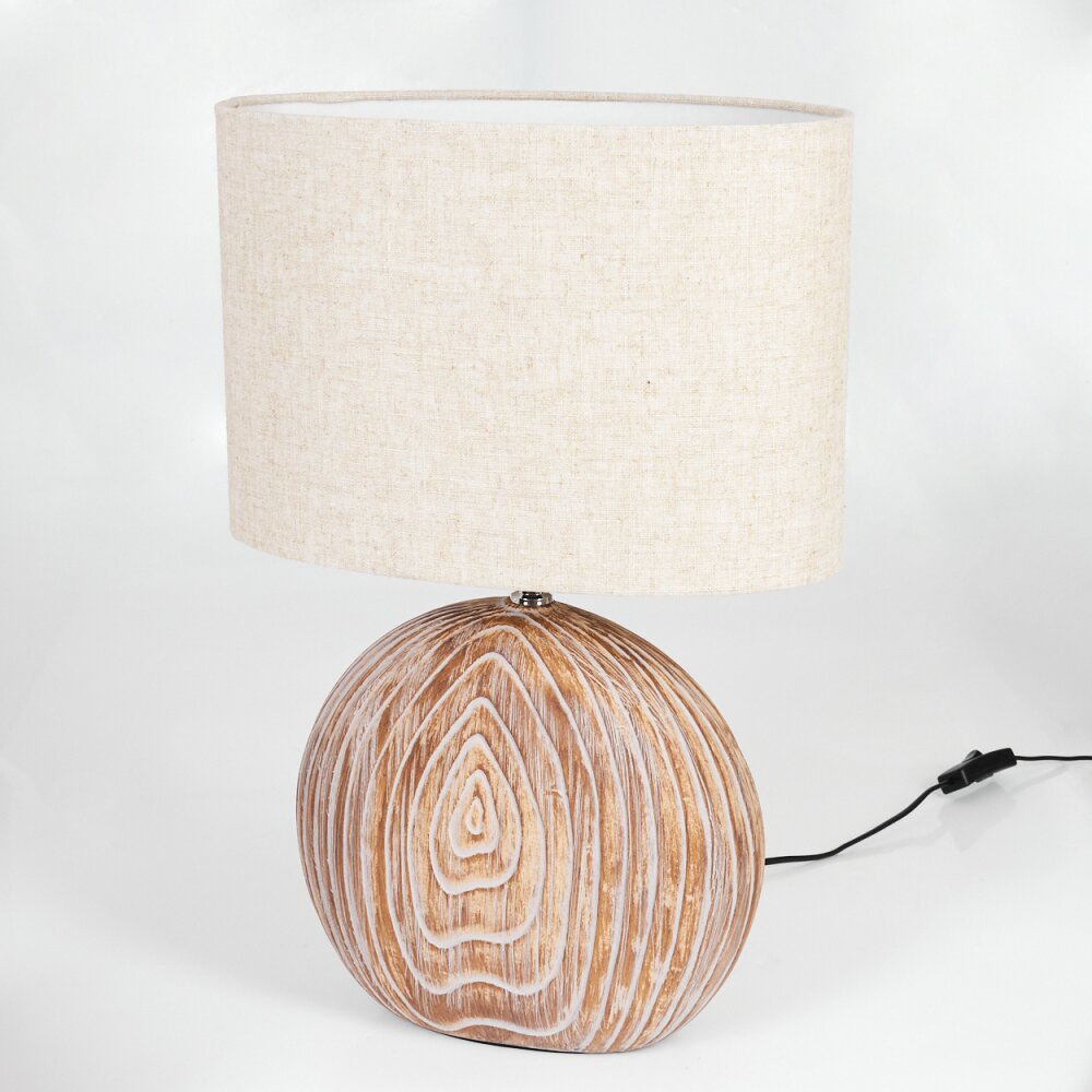 Lahnus Table lamp brown, Wood like finish, white, 1-light source